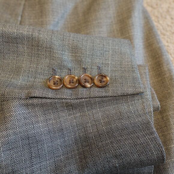 RALPH Ralph Lauren Men 44L Gray Windowpane Blazer Jacket Silk Wool Single Breast - Picture 8 of 11